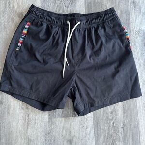 Men's Black Athletic Shorts with Multicolor Trim